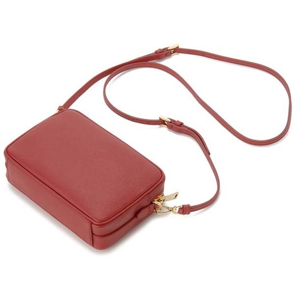 Prada Red Shoulder Fuoco Bag Leather Saffiano - Picture 1 of 6